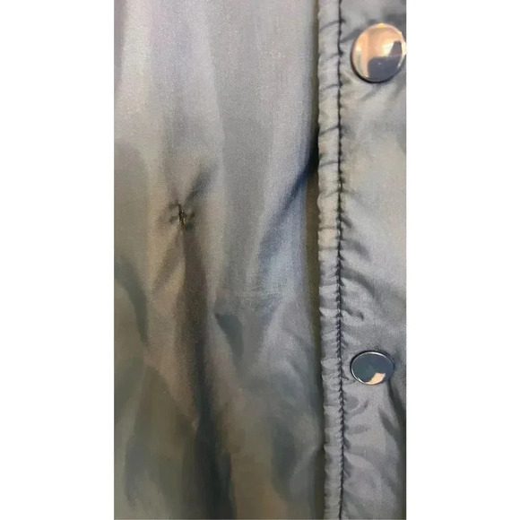 Vintage Trax Men’s Medium Blue White Button Down Varsity Bomber Jacket Quilted - Picture 5 of 11